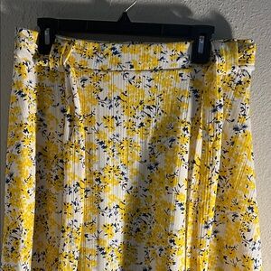 Rene Rofe Floral A-Line Skirt in Yellow and White